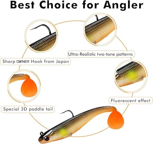 TRUSCEND Pre-Rigged Soft Fishing Lures, Well-Made Easy Catching Lures for Family Fishing, Great Action Swimbait with Spinner, All-Conditions Fishing Gear for Bass Trout Walleye, Crappie Fishing Jigs — view 2