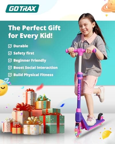 Gotrax K03 Kick Scooter for Kids, 5" LED Lighted Wheels and Adjustable Handlebars, Lightweight Design and Anti-Slip Deck, Max Load 110 Lbs, Kids Scooter for Boys & Girls Ages 3+, Blue — view 5