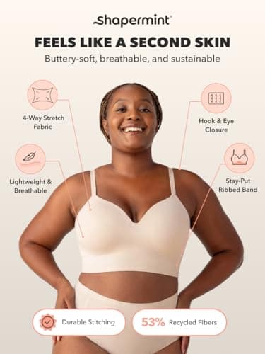 SHAPERMINT Seamless Wireless Bras for Women Full Support - Comfortable Bralette with Lift - No Underwire Soutien Gorge Femme - Plus Size Push Up Bra — view 6