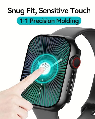 Smiling 2 Pack Case Compatible with Apple Watch SE 3 (2025)/ SE 2/ SE/Series 6/5/4 44mm with Tempered Glass Screen Protector, Hard PC Case Overall Protective Cover - Black — view 4