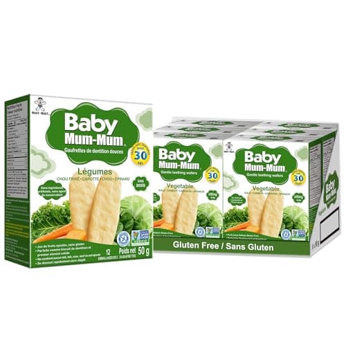 Want-Want Baby Mum-Mum Rice Rusks, Vegetable, Gluten Free, Allergen Free, Non-GMO, Rice Teether Cookie for Teething Infants, 50gms, 24 Rusks per box - Case pack of 6 — view 4