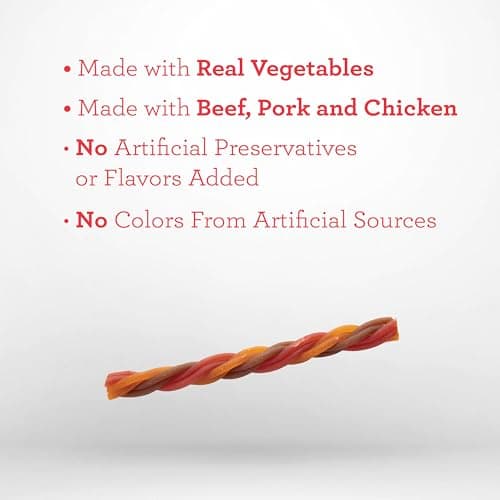 DreamBone Triple Flavor Twisties Dog Treats, Daily Rawhide-Free Chew, Digests Safely, with Real Protein, Beef, Pork, Chicken and Veggies, 25 Count — view 3