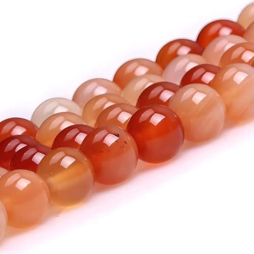 HAAMIIQII 45pcs 8mm Natural Orange Red Carnelian Stone Beads Round Loose Gemstone Beads for Jewelry Making Strand 15 Inch — view 2