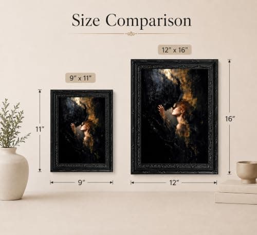 Dezrobew Gothic Framed Wall Art Woman Shadow Dark Soul Dark Academia Surrealism Decor Moody Romantic Painting for Bedroom Living Room Office 9''X11'' — view 4