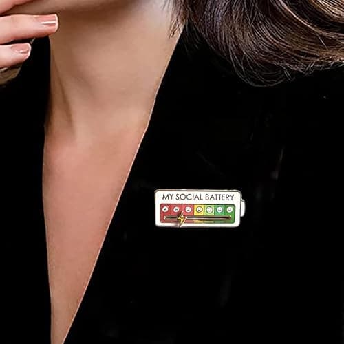 2Pcs Social Battery Pins, 7 Days Mood Enamel Pin, Funny Social Battery Interactive Enamel Pins for Clothing Backpack Hat Decoration (4 PCS) — view 3