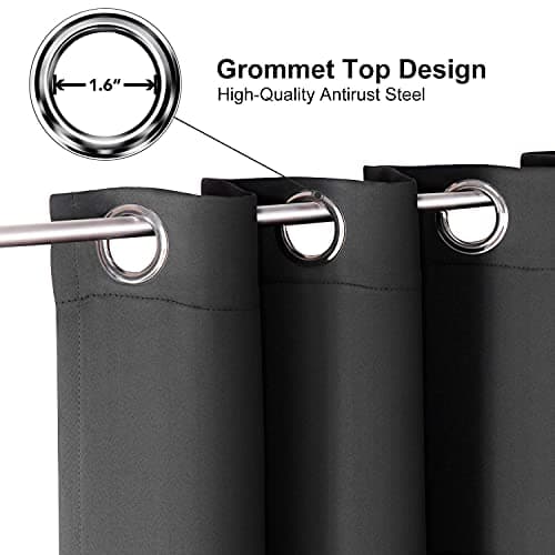 ChrisDowa Grommet Blackout Curtains for Bedroom and Living Room - 2 Panels Set Thermal Insulated Room Darkening Curtains (Dark Grey, 42 x 63 Inch) — view 2