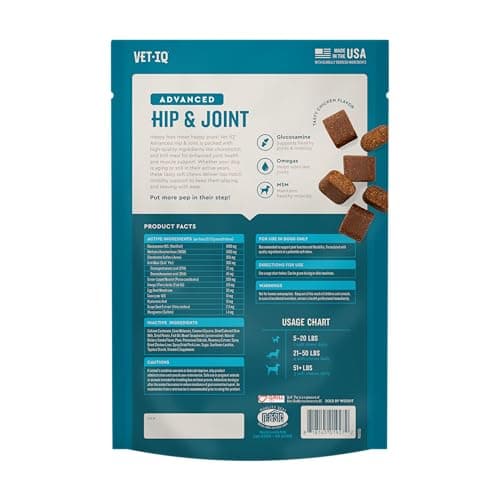 VetIQ Advanced Hip & Joint Chews For Dogs, 60 Count, Chicken Flavored Supplements Made with Glucosamine, Omega 3’s, Chondroitin, MSM & Green Lipped Mussel, Increases Mobility & Maintains Muscles — view 6