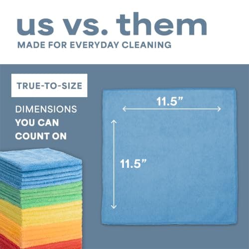S&T INC. 100 Pack Microfiber Cleaning Cloth, Bulk Towels for Home, Reusable Microfiber Towels for Cars, Cleaning Rags, Assorted, 11.5 Inches x 11.5 Inches, 100 Count — view 7