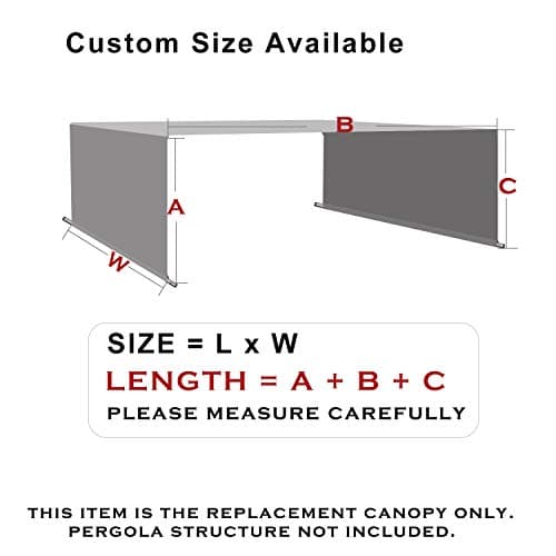 Alion Home Waterproof Pergola Cover - Universal Replacement Canopy (16' L x 10' W, Grey) — view 5