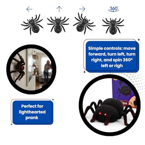 Tradeopia R/C Wall-Climbing Spider Toy, Remote Control Tarantula with LED Eyes, Floor & Wall Crawling Action, Lightweight Plush Body — view 3