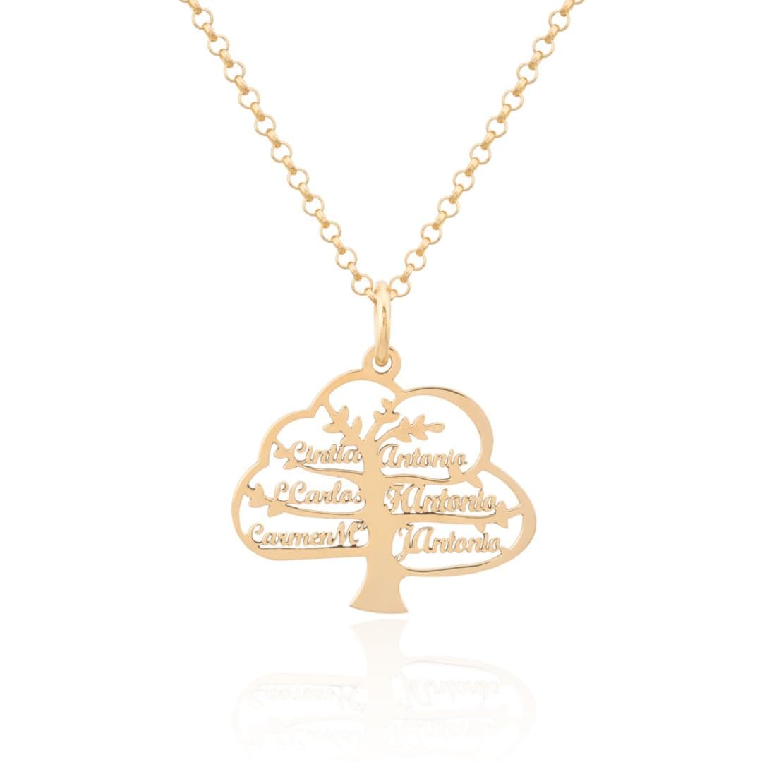 Collar Personalizable Árbol de la Vida con nombres para Mujer Personalizado, con cadena Rolo de 40cm + Alargador. Gargantilla ideal para regalar a madres o abuelas. (Corazón hasta 6 Nombres) — view 7