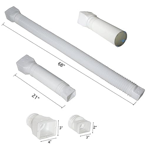 plusgutter 2 Pack Rain Gutter Downspout Extensions Flexible, Drain Downspout Extender,Down Spout Drain Extender, Gutter Connector Rainwater Drainage,Extendable from 21 to 68 Inches(White) — view 5