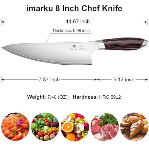 imarku Chef Knife, Japanese Kitchen Knife 8 Inch with High Carbon Stainless Steel, Ultra Sharp Edge Utility Knife, Ergonomic Pakkawood Handle Cooking Knives for Home Cooks and Chefs,Birthday Gift — view 2