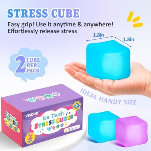 VISCOO 2 Pack Stress Cube, Slow Rising Ice Cube Squishy for Anxiety Relief