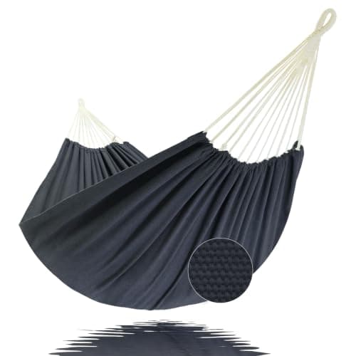 GOCAN Hammock Outdoor 2 People 220x150cm Total Length 330cm Load 300kg Canvas Cotton Hammock for Garden Indoor Children Balcony Dark Gray XXL
