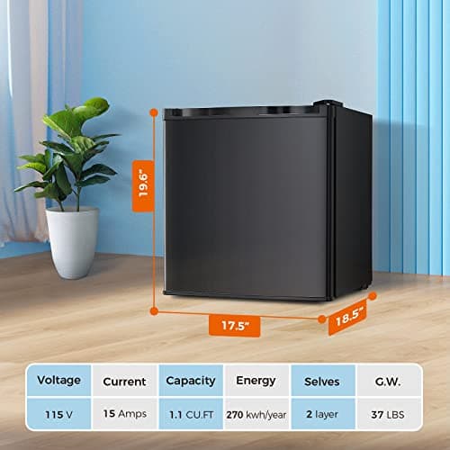Kismile Mini Freezer,1.1 Cu.ft Upright Freezer with Reversible Single Door,Removable Shelves,Small Freezer with Adjustable Thermostat for Home/Kitchen/Office (Black) — view 5