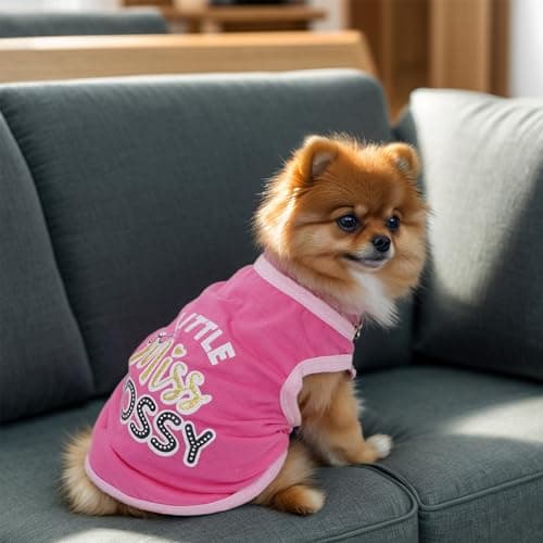Pistha 4 Pack Dog Shirts Summer Printed Puppy Clothes Cute Sleeveless Pet T Shirts Dog Clothes for Small Medium Dogs Cats Girl(S) — view 2