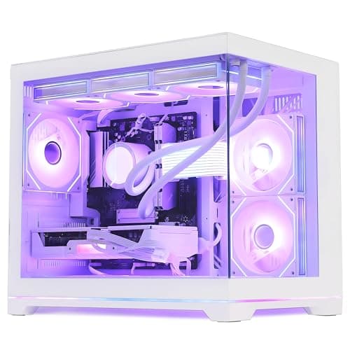 HELLOLAND Ocean Park Gaming PC Desktop- AMD Ryzen 7 9800X3D 8-Core 4.7GHz- RX 9070 XT 16GB- 32GB DDR5 6000MHz- 1TB PCIe +1TB SATA SSD- 850W PSU- 360mm AIO & APP RGB Fan Control - Win 11 -White — view 2