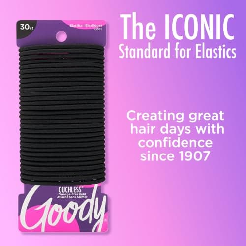 Goody Ouchless Hair Elastics - No Pull, No Breakage, Tangle-Free Hold for Thick, Curly, Coily & Textured Hair - 30 Count, Black, Long-Lasting Ponytail Holders for Women & Men — view 10