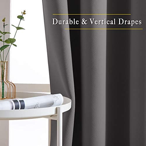 NICETOWN Gray Blackout Curtains for Bedroom 84 inches Long - Thermal Drapes Grommet Room Darkening Light Blocking Curtains Window Treatments for Living Room (2 Panels, W52 x L84, Grey) — view 4