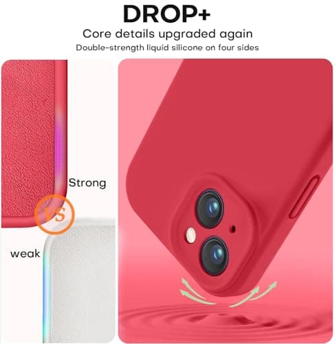 Vooii Compatible with iPhone 15 Case, Upgrade Defender Liquid Silicone, [Enhanced Camera Protection] [Soft Anti-Scratch Microfiber Lining] Shockproof Phone Case for iPhone 15 6.1 inch - Red — view 3