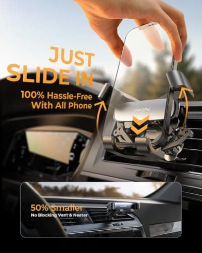 AINOPE Phone Holder for Car Vent【2026 Auto Lock】 Car Phone Holder Mount for Car Accesorries for Women Men Mom, Cell Phone Holder Car Vent Clip Hand Free for All 4-7 Inch iPhone 17 16 Pro Samsung S25