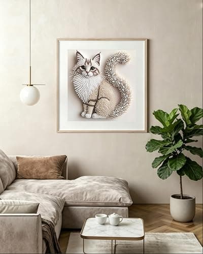 OJTOYART 5D Cat Special Shape Diamond Art Kits for Adults Beginners, Animal Cat Diamond Painting Kits for Adults, DIY Crystal Rhinestones Diamond Painting for Home Wall Decoration 12 × 12inch — view 4