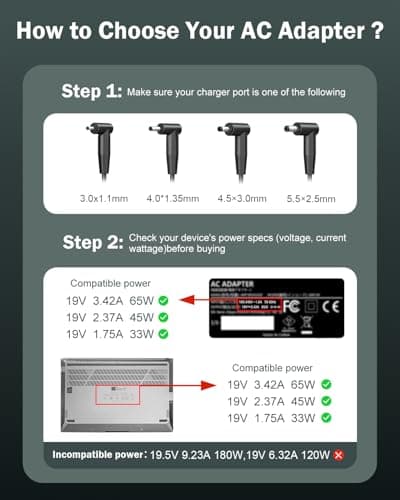 Superer 65W Laptop Charger for ASUS VivoBook ZenBook, Chromebook