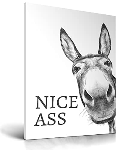 UPWOIGH 12x16 Framed Donkey Bathroom Wall Art