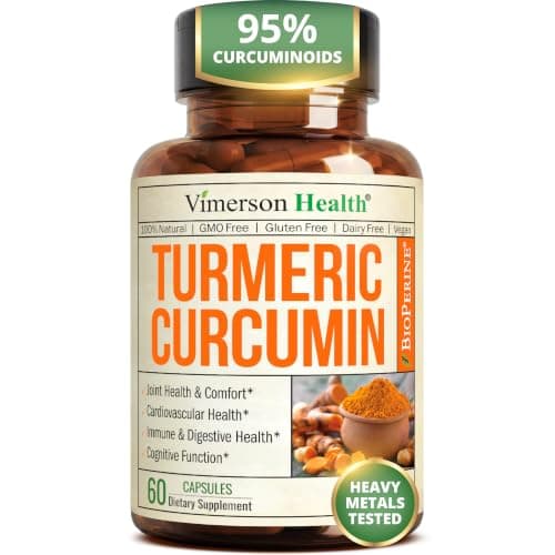 Turmeric Curcumin Supplement – 1200mg Organic Turmeric Curcumin with Black Pepper Extract for Max Absorption – Digestive & Joint Supplements for Men & Women w. Tumeric Extract & Bioperine – 60 Caps