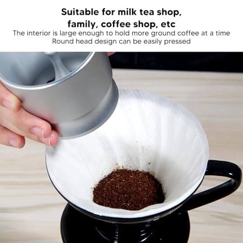 Black Aluminum Alloy Coffee Powder Picker, Large Capacity, Wear-Resistant, Coffee Dosing Ring Press for Home, Milk Tea Stores, Coffee Shops — view 4
