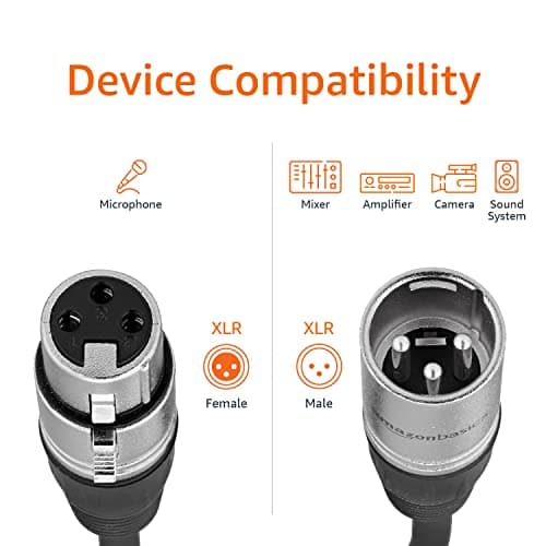 Amazon Basics XLR Microphone Cable for Recording Studio Speaker, PA System, All Copper Conductors, 10 ft, Black — view 4
