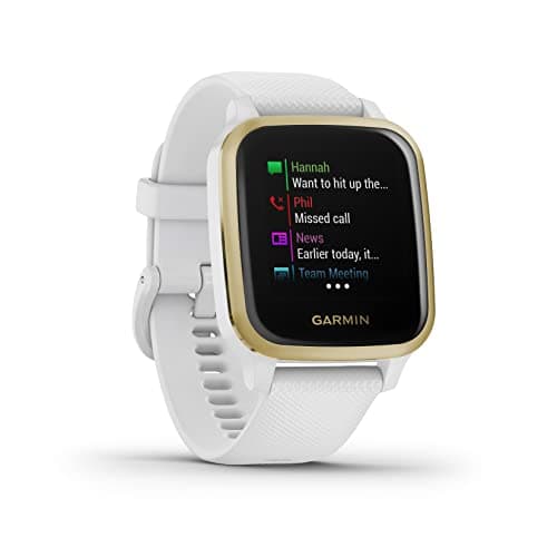 Garmin Venu Sq, GPS Smartwatch with Bright Touchscreen Display, Up to 6 Days of Battery Life, Light Gold and White, Light Gold with White Band (010-02427-01) — view 3