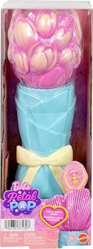 Barbie Petal Pop Scented Doll with Pink Tulip Dress & Accessories, Bouquet Reveal with Pet Bunny & Surprises Like Watering Can, Necklace & Earrings​​​ — view 5