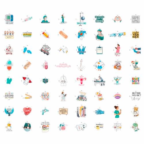 100Pcs Funny Healthcare Stickers and Decals for Water Bottle, Laptop - Funny Healthcare Gifts, Party Supplies & Dacorations - Medical, Nurse, Doctor Stickers Waterproof - Gift for Women & Men — view 2
