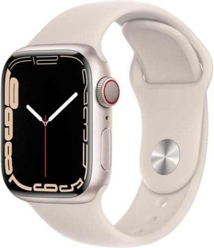 Apple Watch Series 7 (GPS, 41mm) Starlight Aluminum Case with Starlight Sport Band, Regular (Renewed) — view 2