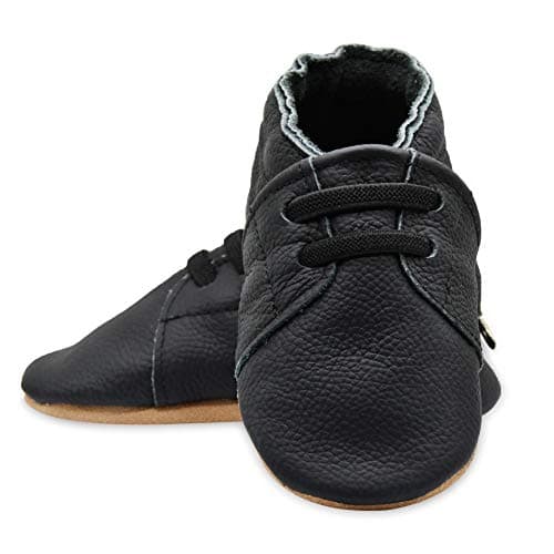 iEvolve Baby Toddler Soft Sole Prewalker Baby First Walking Shoes Crib Shoes Baby Moccasins (Black, 12-18 Months) — view 2