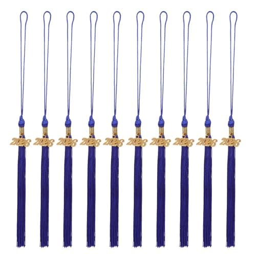 MAGICLULU 10pcs 2026 Graduation Tassels with Gold Year Pendant - Blue Academic Hat Fringe for Senior Ceremony, Polyester Cap Accessories for High School College University