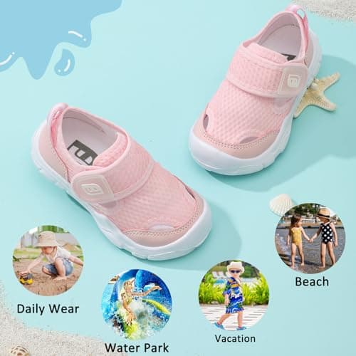 JOINFREE Wide Toe Box Toddler Shoes Barefoot Water Sandals with Quick-Dry Mesh and Anti-Collision Toe for Summer Outdoor Play Pink Size 5.5 — view 2