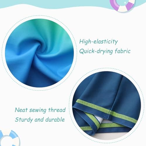 Qterdiz Boys Swim Shirts, Long Sleeve Rash Guard Swimsuits with Full Zipper Sun Protection Bathing Suit Quick Dry Swimwear for Kids Green Blue Gradient Size 8/7-8 Years — view 3