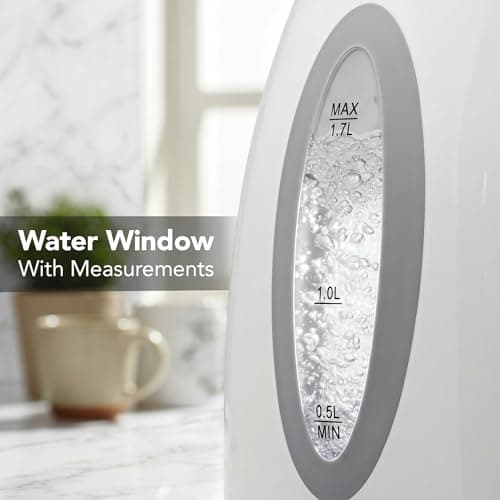 OVENTE Electric Kettle, 1.7L Fast Boiling Water Heater for Coffee or Tea, BPA Free with Water Level Gauge, Auto Shut-Off, Boil-Dry Protection, Indicator Light and Removable Filter, White KP72W — view 4