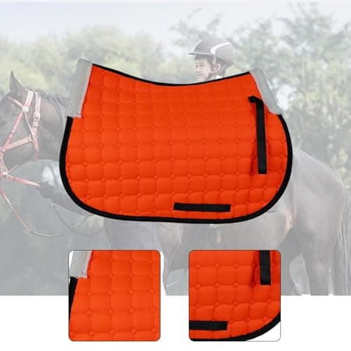 Oshhni English Saddle Pad for Horses Equestrian Riding Equipment Accessories Anti Slip Universal Shock Absorption Breathable, Orange — view 2