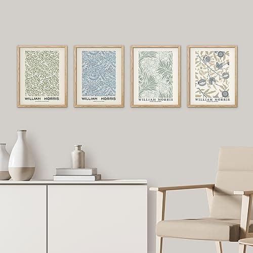 SIGNWIN Framed Poster William Morris Blue & Green Floral Pattern Wilderness Nature Illustrations Fine Art Decorative Country/Farmhouse Vintage for Living Room, Bedroom, Office - 11"x14"x4 Natural — view 2