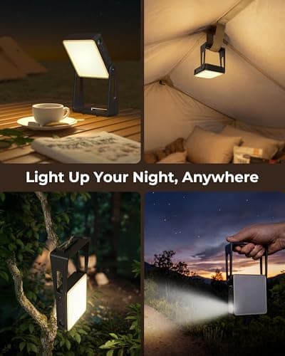 Portable LED Camping Light, 3 Modes,Rechargeable 4000mAh Dimmable Camping Lantern with 360° Rotatable Stand, 2-in-1 Flashlight Emergency Camping Lamp for Home Power Outages, Outdoor Hiking,Hurricane — view 3