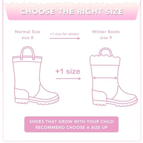 EUXTERPA Toddler Kids Light Up Glitter Rain Boots Waterproof Warm Fleece Lined Boots for Girls Winter Snow Boots, Pink Gradient, Size 2 — view 4