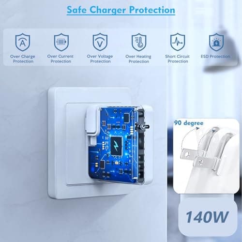 Macbook Pro Charge,140w Fast Mac book Air/Pro Charger With 6FT Fast Charger USB C to C Cable Cord For Apple MacBook Pro/MacBook Air 16 15 14 13 Inch,M1 M2 M3,iPad Pro,Samsung Galaxy & All USB C Device — view 2