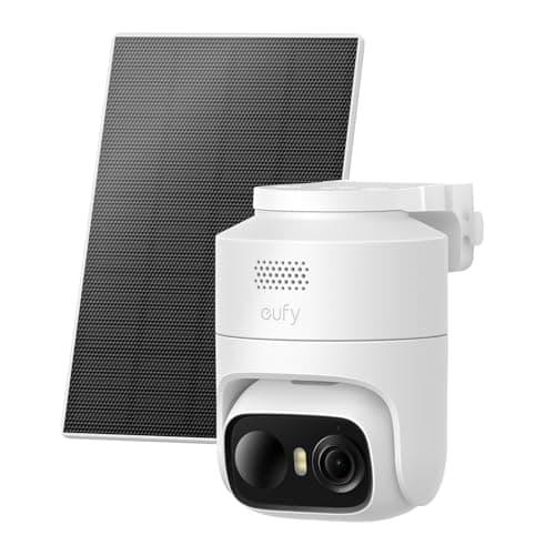 eufy Security eufyCam C37, Security Cameras Wireless Outdoor, 360° Pan & Tilt AI Tracking, 2K Solar Camera, Human/Pet/Vehicle Detection, Flexible Solar Panel, Color Night Vision, No Subscription