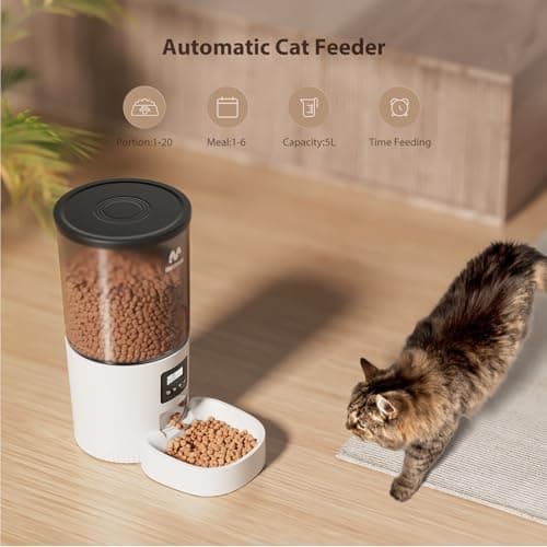 IMIPAW Automatic Cat Feeders, 5L Large Capacity, Timed Feeding Dry Food, Dual Power Design, Programmable Portion Size, 1-6 Meals Per Day, with Desiccant Packet, Suitable for Small Pets Food Dispenser — view 7