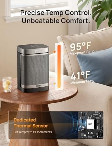DREO Space Heater, 1500W Portable Electric Heaters for Indoor Use, PTC Ceramic Heater for Office with Remote, Thermostat, 70°Oscillation, 12H Timer, 5 Modes, Safe Quiet Room Heater for Bedroom — view 5