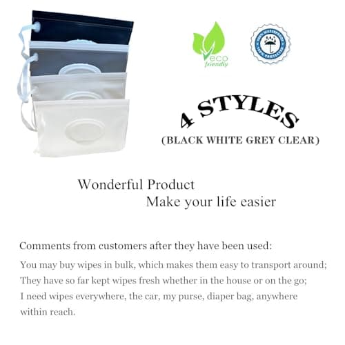 Baby Wet Wipes Pouches, 4 Pcs Baby Wet Wipes Dispensers, Travel Wet Wipes Bags Cases, Reusable Refillable Portable Wipe Carrying Pouches for Baby Adult Teenager — view 3